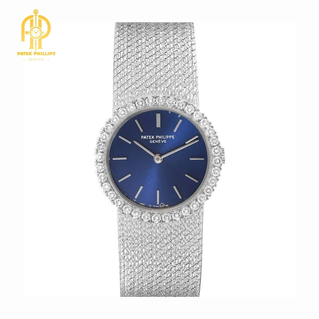 Patek Philippe 18k White Gold Diamond Bezel Cocktail Ladies Watch 4182