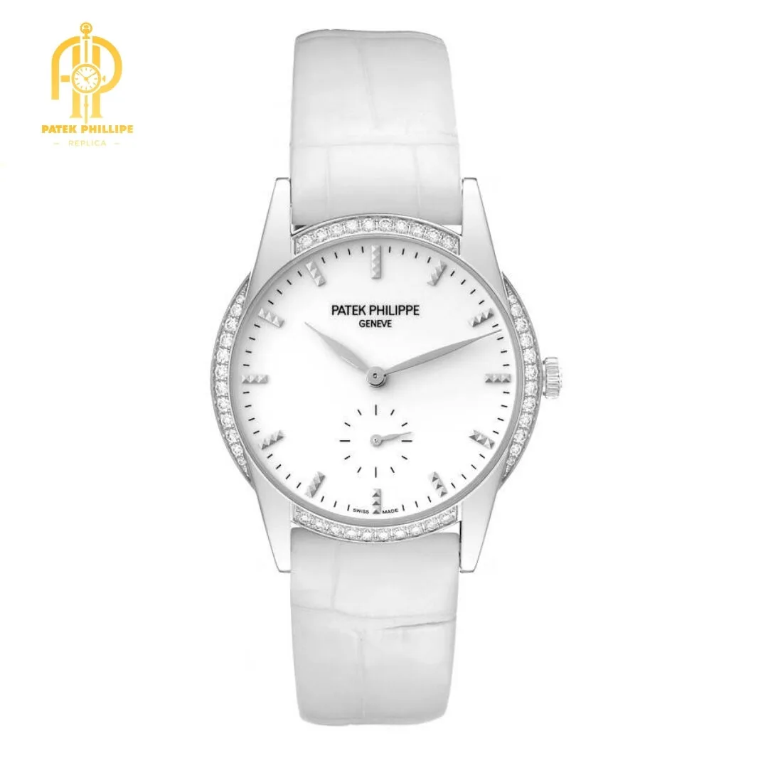 Patek Philippe Calatrava 18k White Gold Diamond Ladies Watch 7122