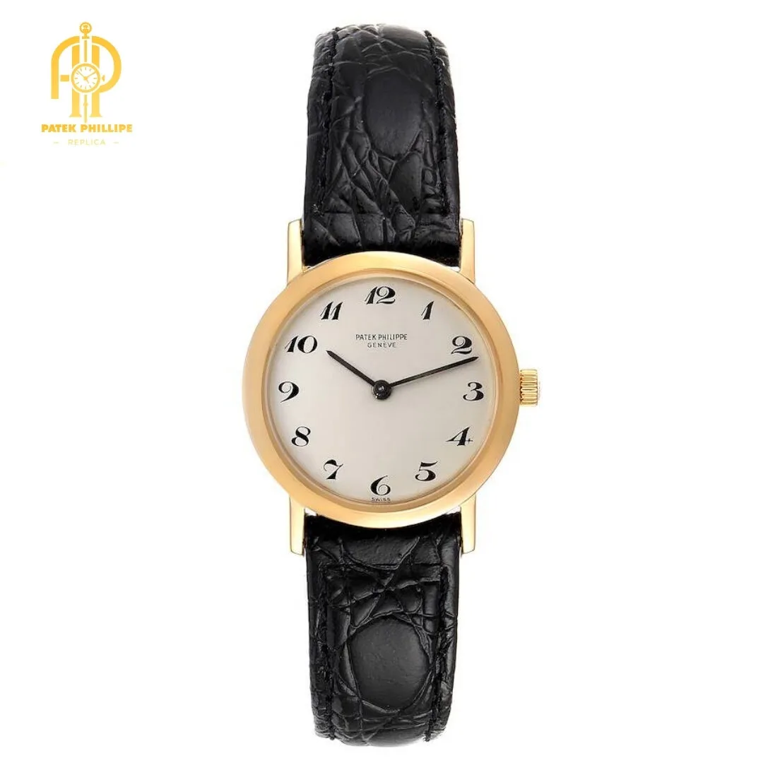 Patek Philippe Calatrava 18k Yellow Gold Silver Dial Ladies Watch 4184
