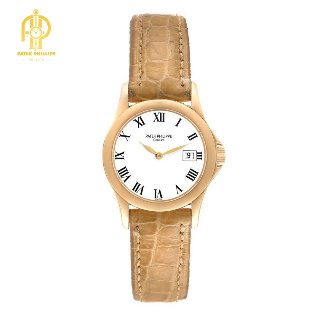 Patek Philippe Calatrava 18k Yellow Gold White Dial Ladies Watch 4906