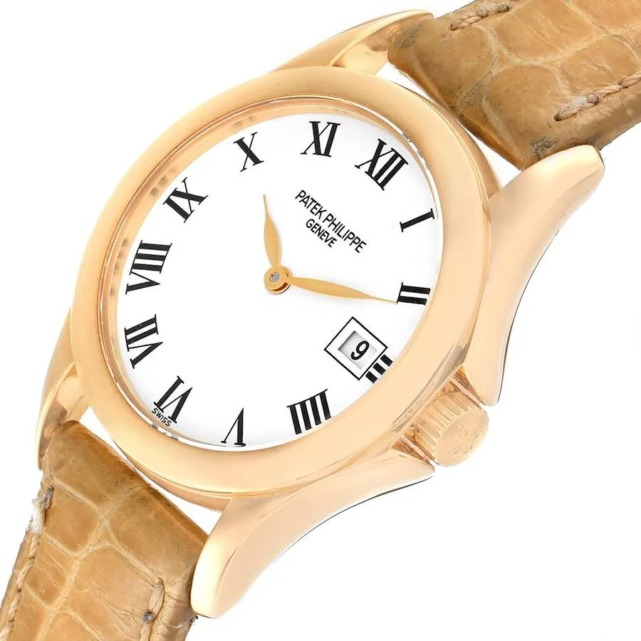 Patek Philippe Calatrava 18k Yellow Gold White Dial Ladies Watch 4906 - Image 4