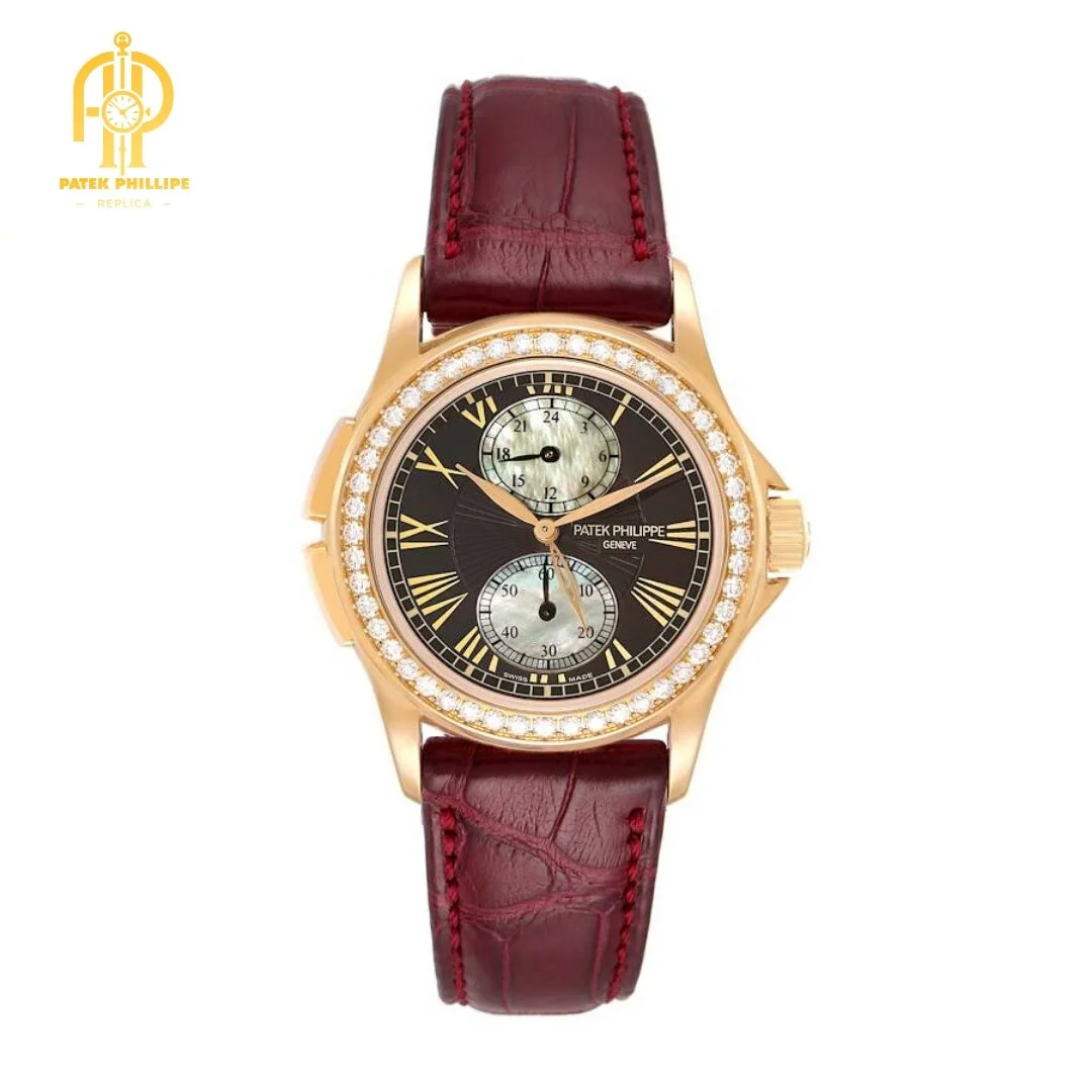 Patek Philippe Calatrava Travel Time Rose Gold MOP Diamond Watch 4934