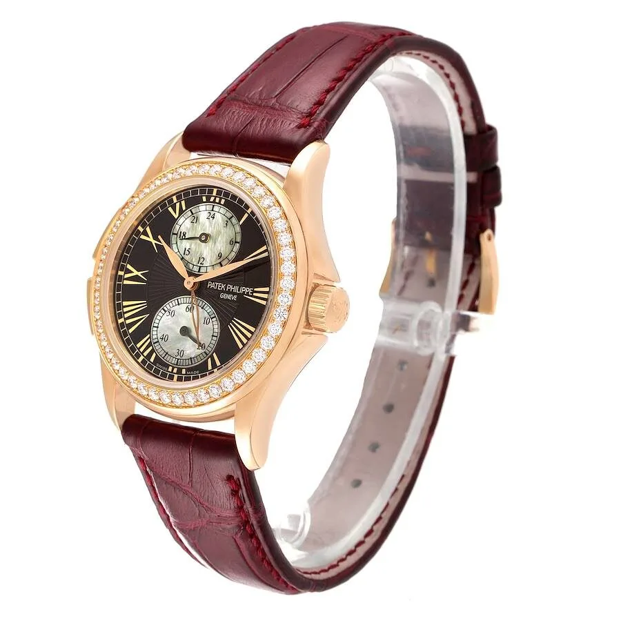 Patek Philippe Calatrava Travel Time Rose Gold MOP Diamond Watch 4934 - Image 5