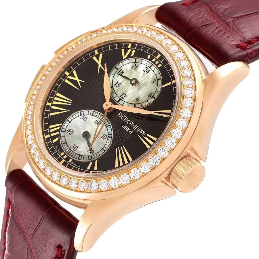 Patek Philippe Calatrava Travel Time Rose Gold MOP Diamond Watch 4934 - Image 4