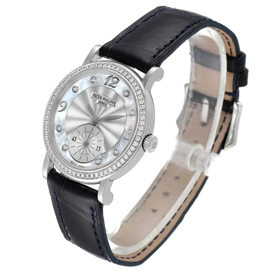 Patek Philippe Calatrava White Gold Mother of Pearl Diamond Ladies Watch 4959 - Image 5
