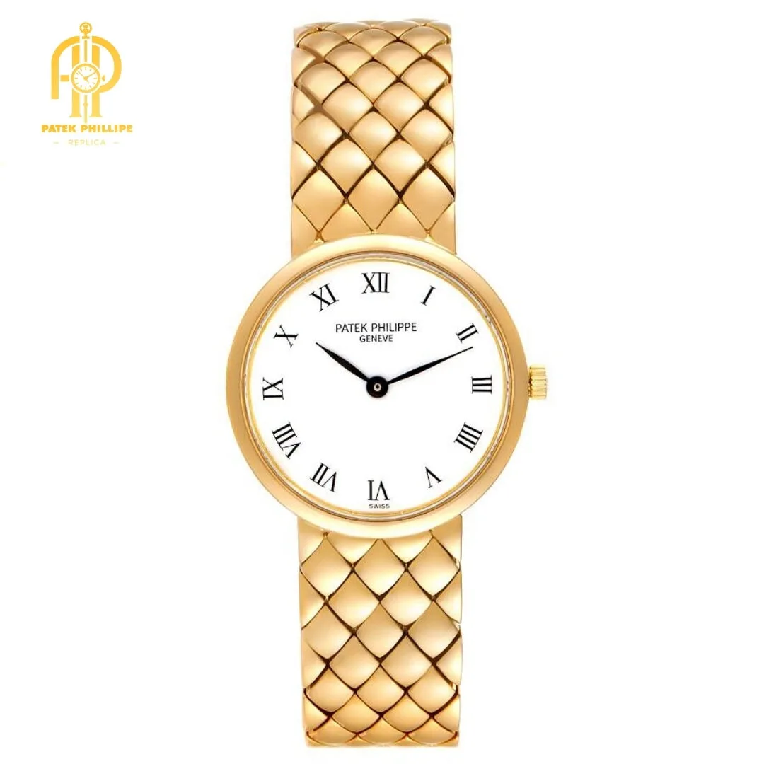 Patek Philippe Calatrava Yellow Gold White Roman Dial Ladies Watch 4821