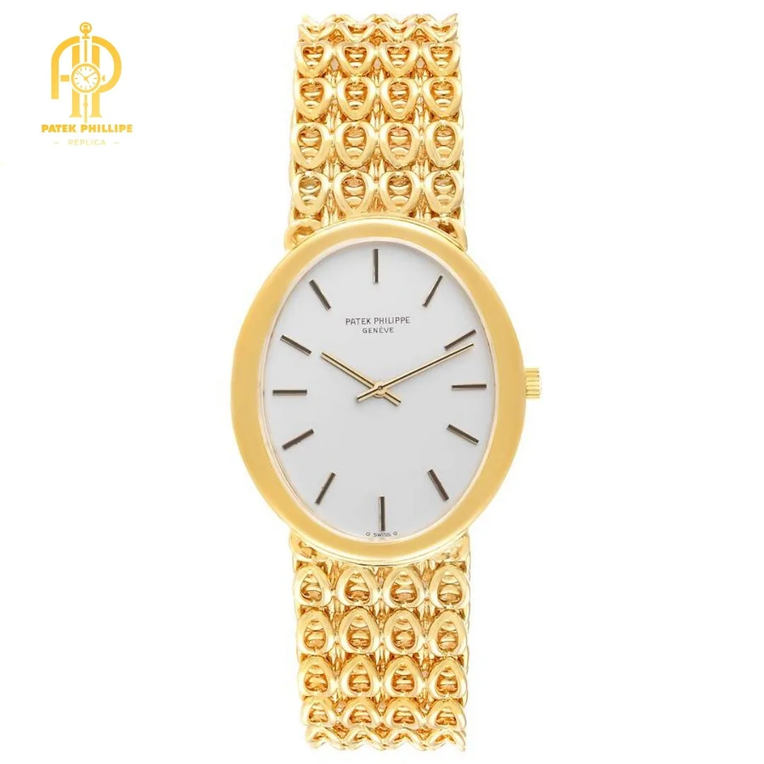 Patek Philippe Ellipse Yellow Gold Silver Dial Vintage Mens Watch 3598