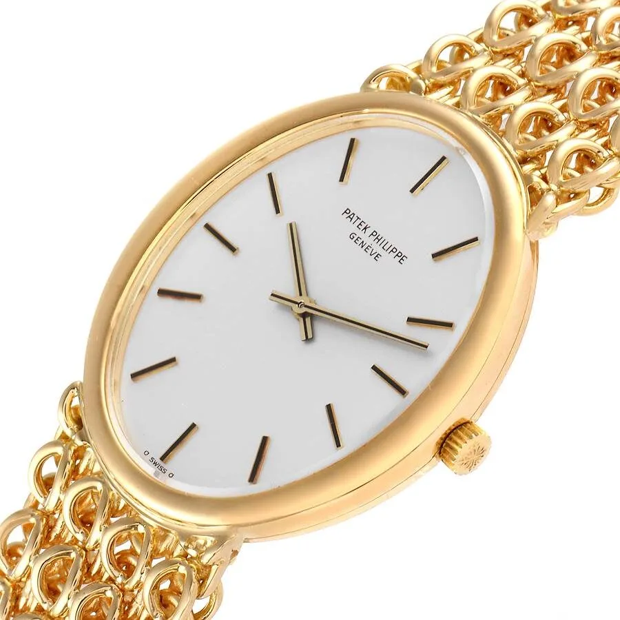 Patek Philippe Ellipse Yellow Gold Silver Dial Vintage Mens Watch 3598 - Image 4