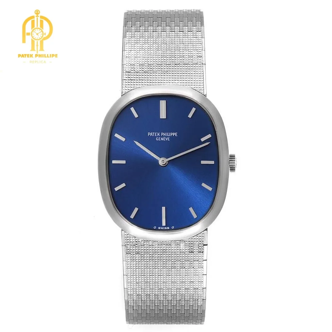 Patek Philippe Golden Ellipse 18k White Gold Blue Dial Ladies Watch 3548