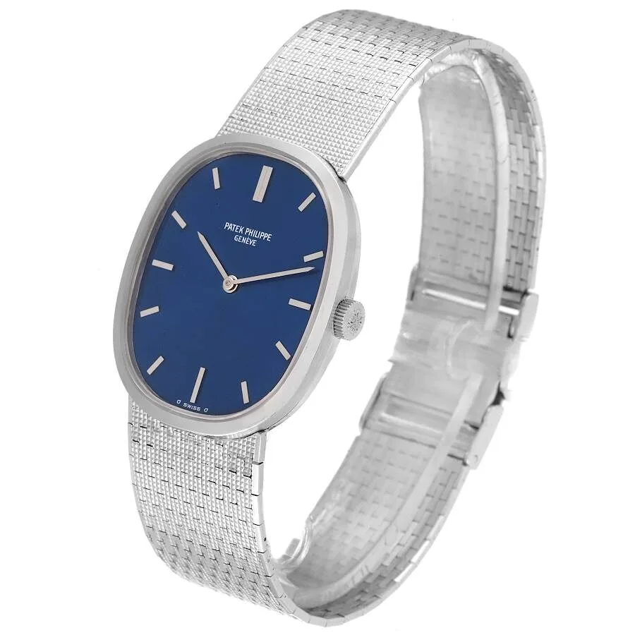 Patek Philippe Golden Ellipse 18k White Gold Blue Dial Ladies Watch 3548 - Image 5