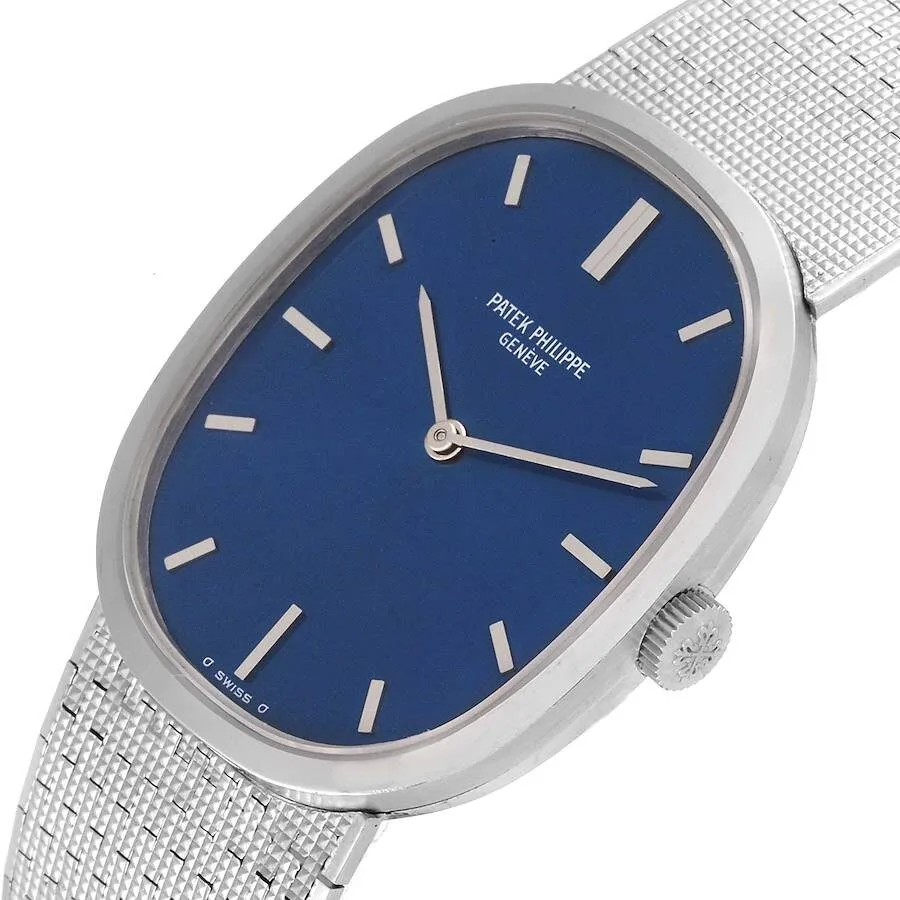Patek Philippe Golden Ellipse 18k White Gold Blue Dial Ladies Watch 3548 - Image 4