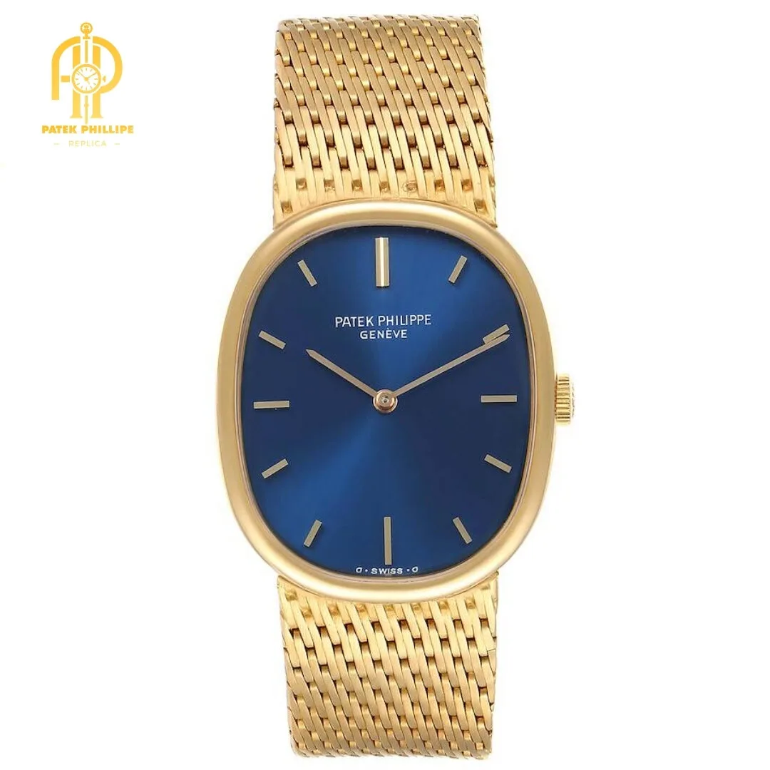 Patek Philippe Golden Ellipse 18k Yellow Gold Blue Dial Ladies Watch 3548