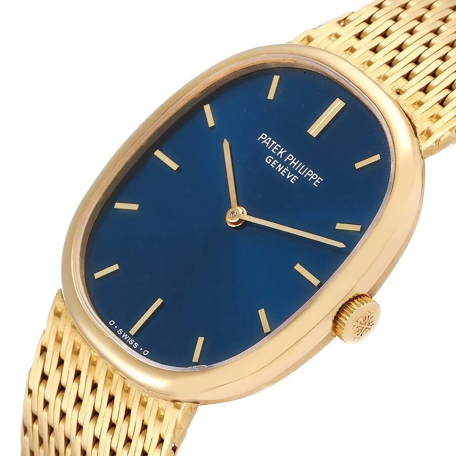 Patek Philippe Golden Ellipse 18k Yellow Gold Blue Dial Ladies Watch 3548 - Image 4