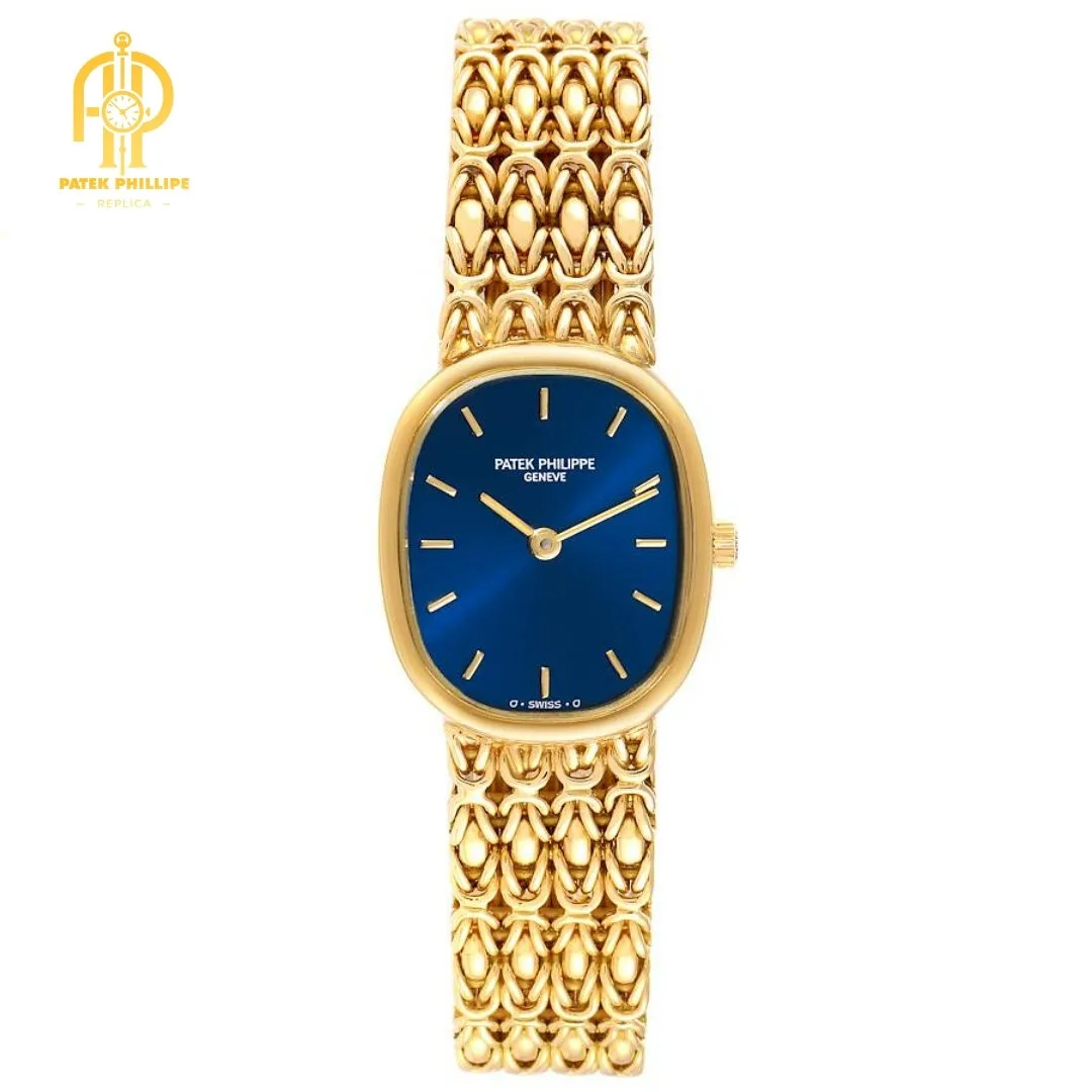 Patek Philippe Golden Ellipse 18k Yellow Gold Blue Dial Ladies Watch 4464