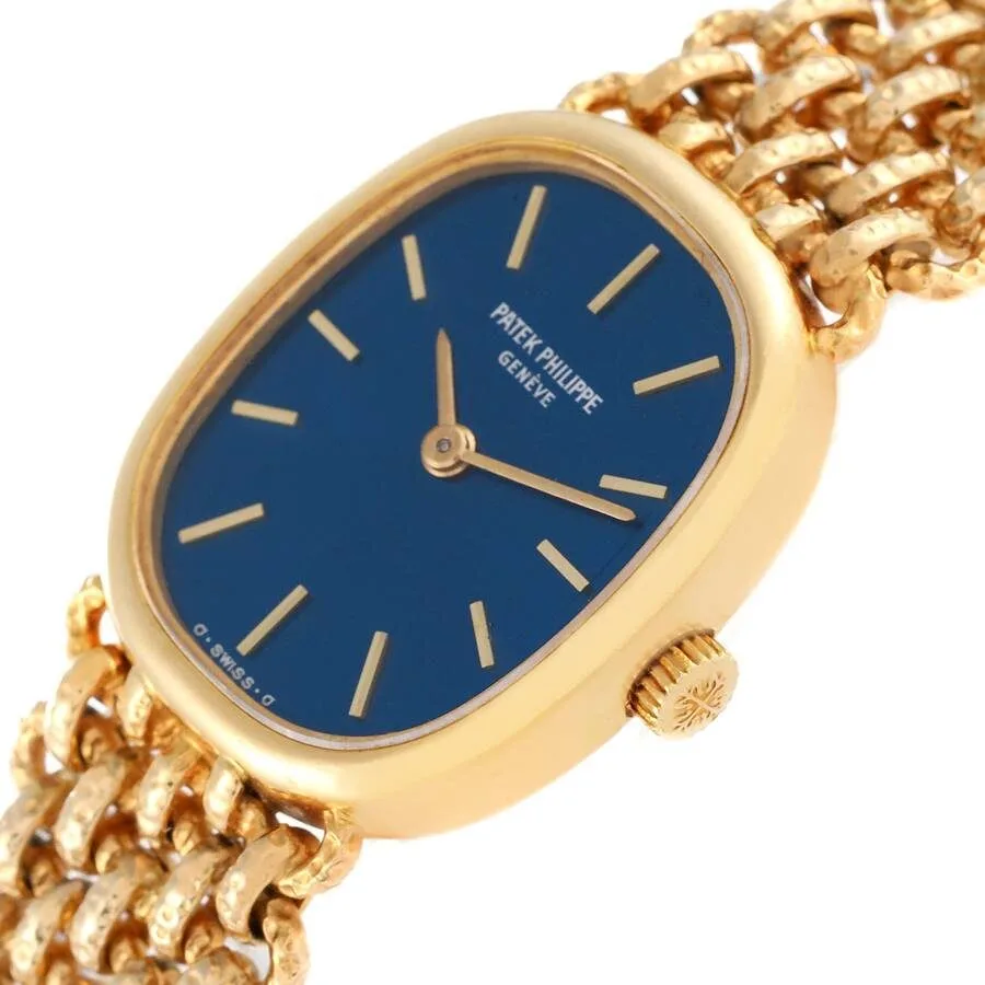 Patek Philippe Golden Ellipse 18k Yellow Gold Blue Dial Ladies Watch 4464 - Image 4