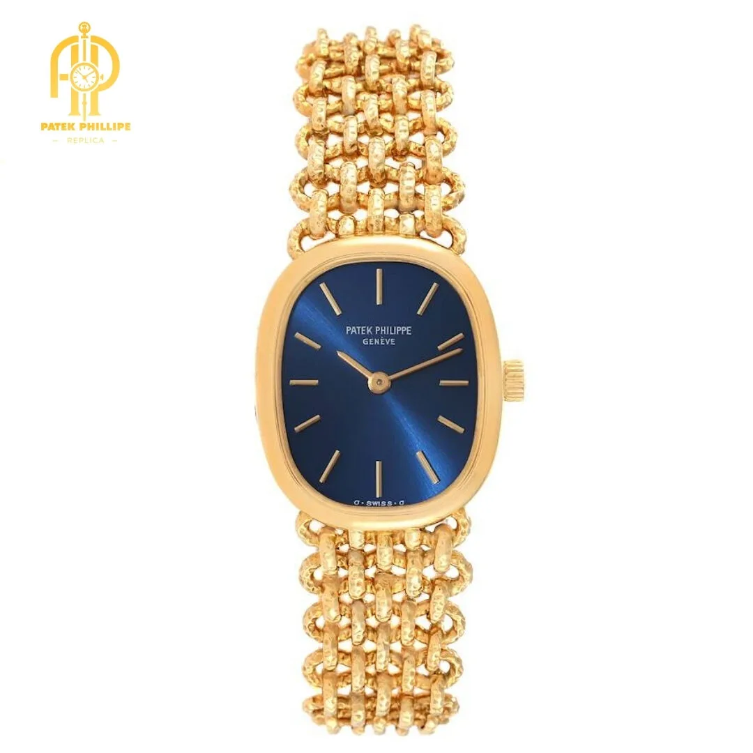 Patek Philippe Golden Ellipse 18k Yellow Gold Blue Dial Ladies Watch 4764
