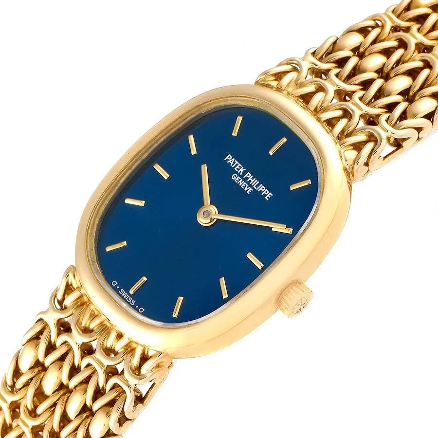 Patek Philippe Golden Ellipse 18k Yellow Gold Blue Dial Ladies Watch 4764 - Image 4