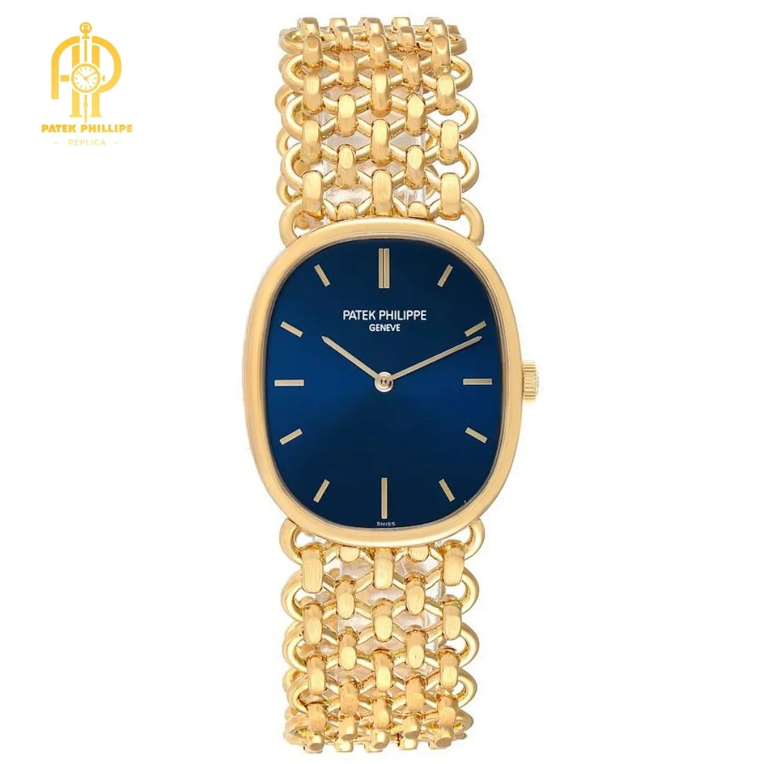 Patek Philippe Golden Ellipse 18k Yellow Gold Blue Dial Watch 3648