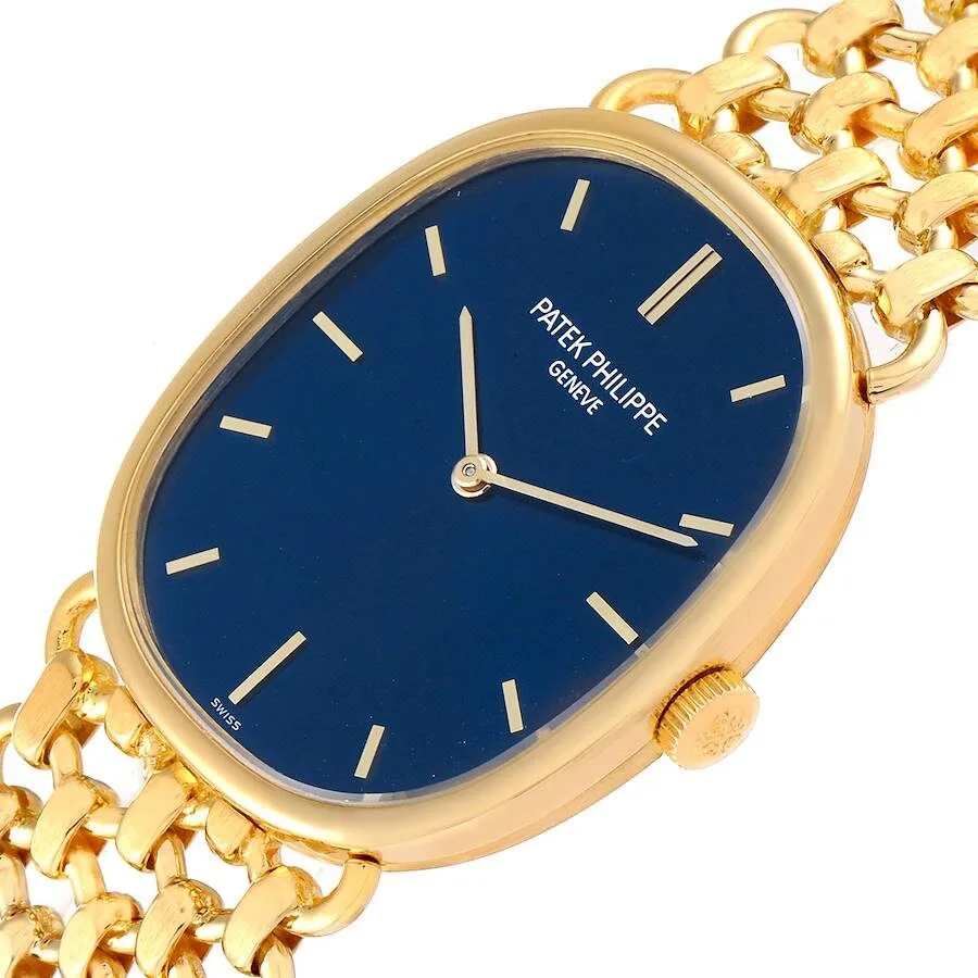 Patek Philippe Golden Ellipse 18k Yellow Gold Blue Dial Watch 3648 - Image 4