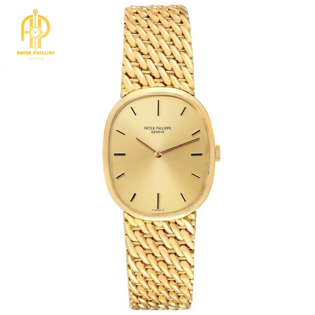 Patek Philippe Golden Ellipse 18k Yellow Gold Champagne Dial Mens Watch 3848