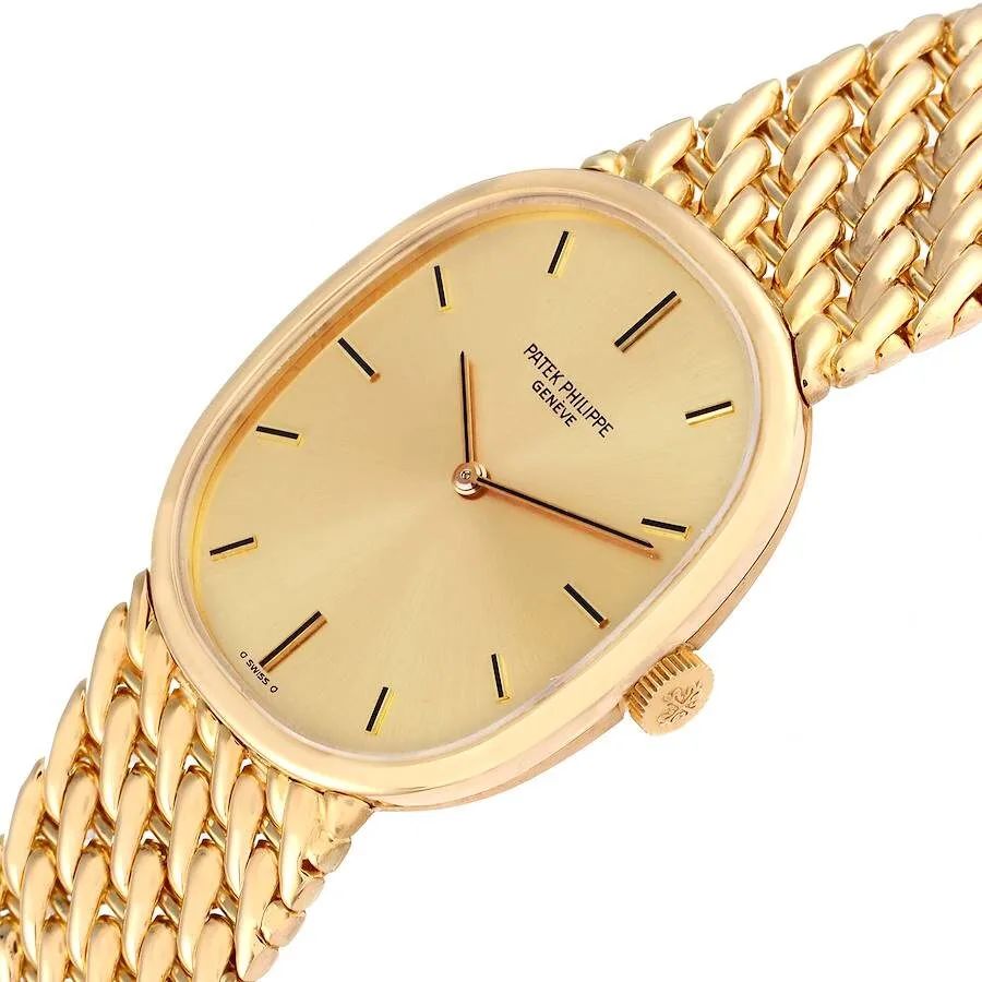 Patek Philippe Golden Ellipse 18k Yellow Gold Champagne Dial Mens Watch 3848 - Image 4