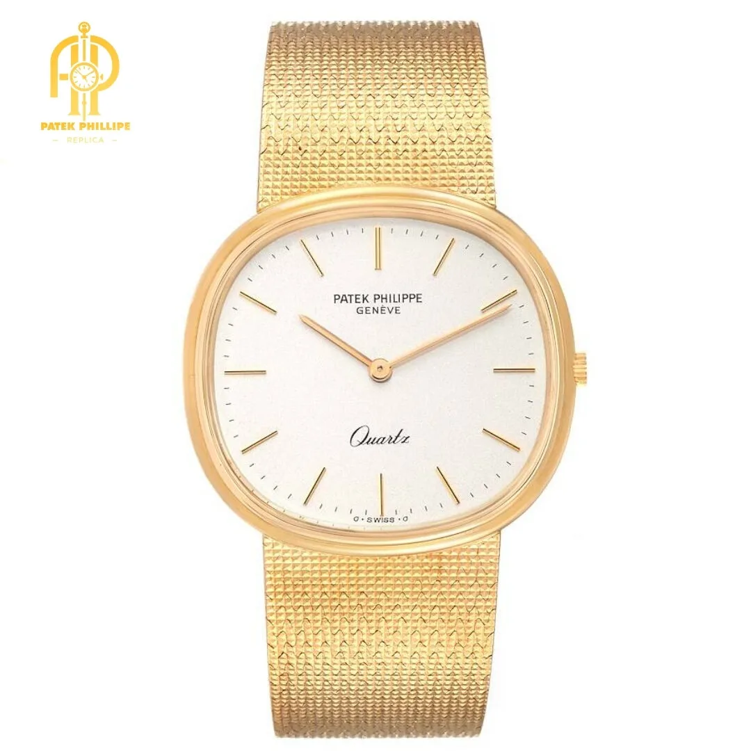 Patek Philippe Golden Ellipse 18k Yellow Gold Silver Dial Mens Watch 3879