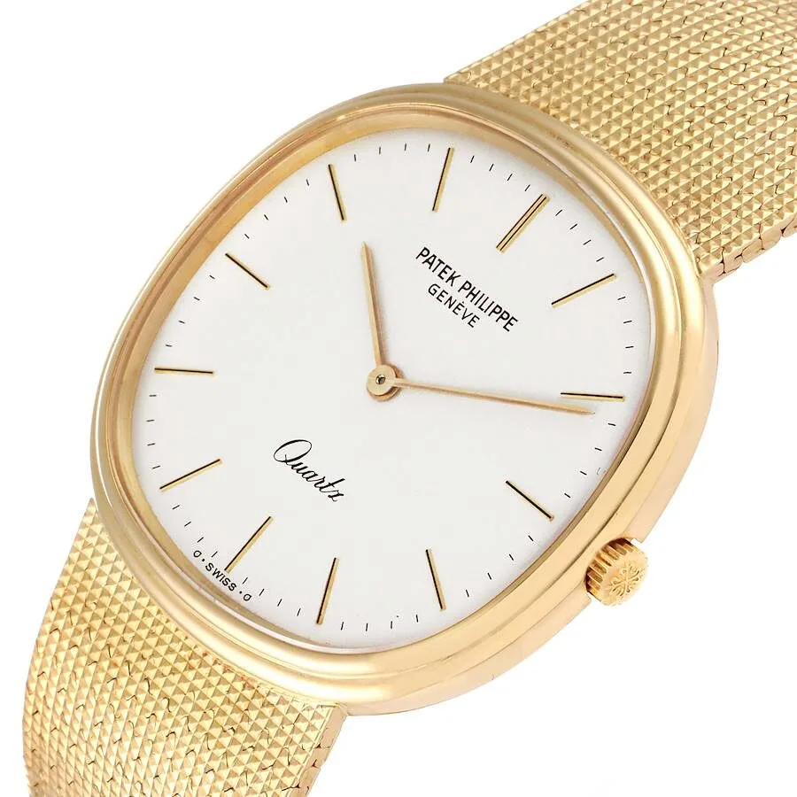 Patek Philippe Golden Ellipse 18k Yellow Gold Silver Dial Mens Watch 3879 - Image 4