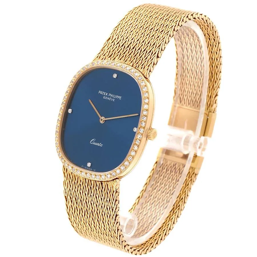 Patek Philippe Golden Ellipse Blue Dial Yellow Gold Diamond Watch 3875 - Image 5