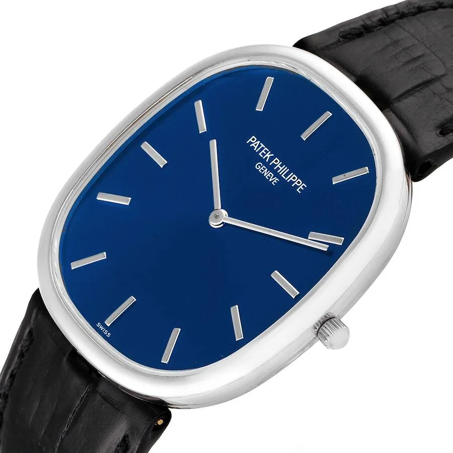 Patek Philippe Golden Ellipse Grande Taille Blue Dial Platinum Mens Watch 5738 - Image 4