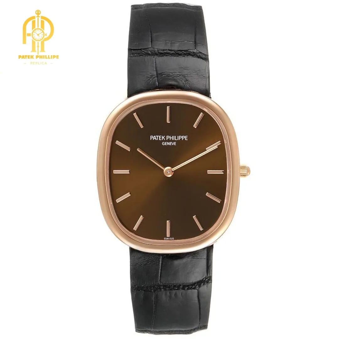 Patek Philippe Golden Ellipse Rose Gold Brown Dial Watch 3738