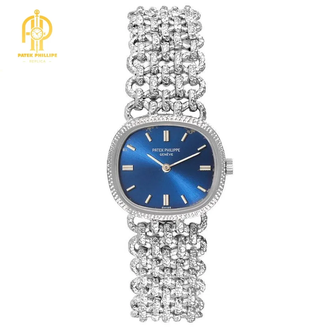 Patek Philippe Golden Ellipse White Gold Blue Dial Ladies Watch 4133