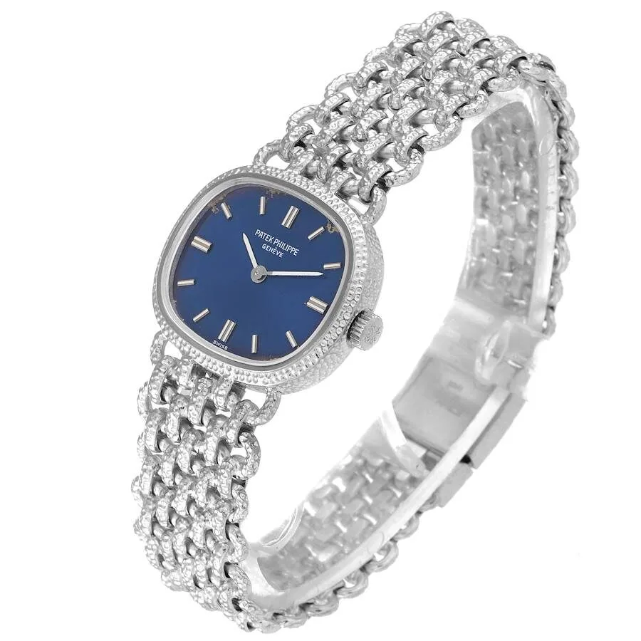 Patek Philippe Golden Ellipse White Gold Blue Dial Ladies Watch 4133 - Image 5