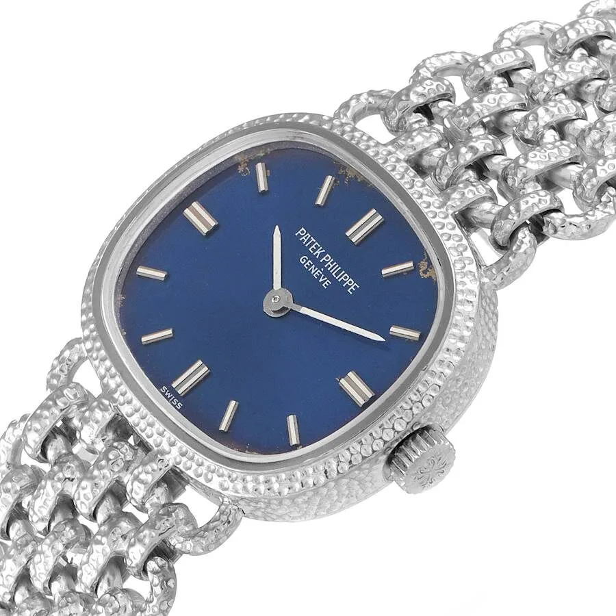 Patek Philippe Golden Ellipse White Gold Blue Dial Ladies Watch 4133 - Image 4