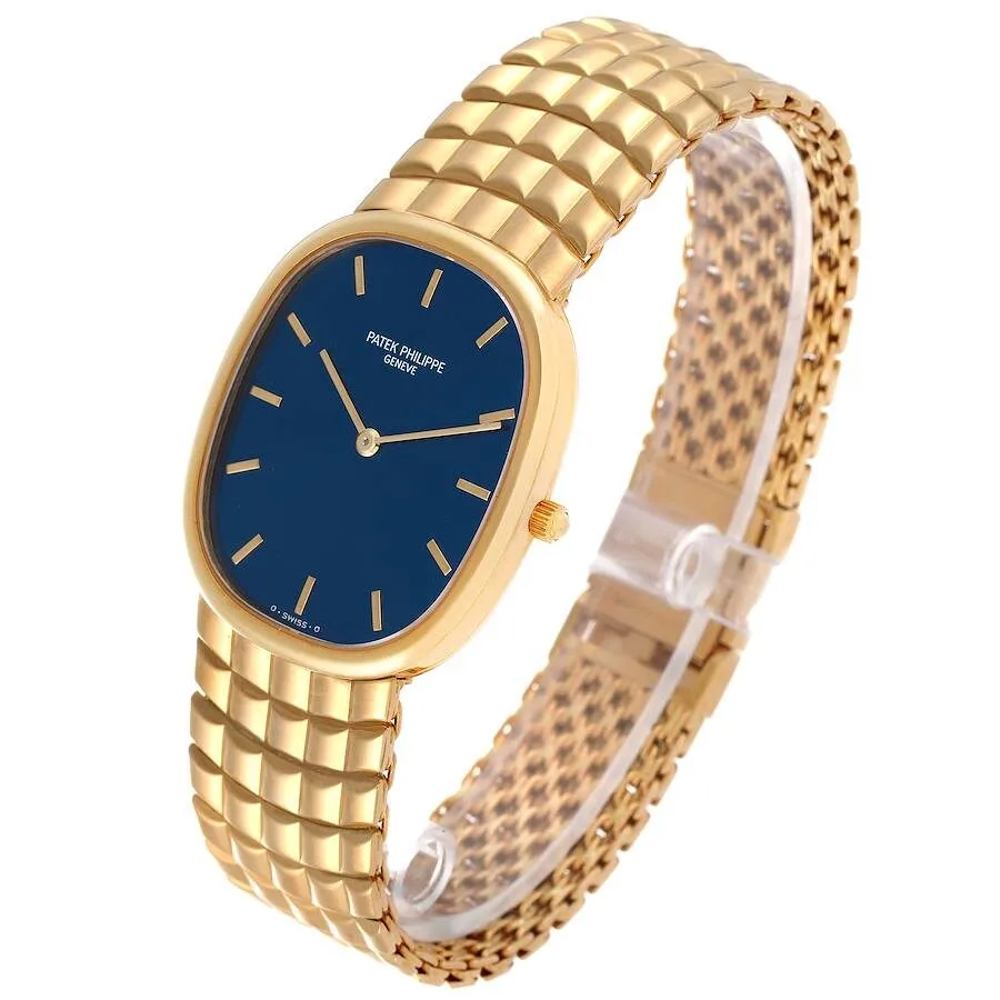 Patek Philippe Golden Ellipse Yellow Gold Blue Dial Mens Watch 3738 - Image 5