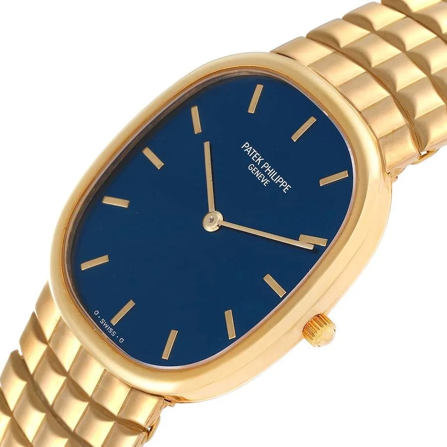 Patek Philippe Golden Ellipse Yellow Gold Blue Dial Mens Watch 3738 - Image 4
