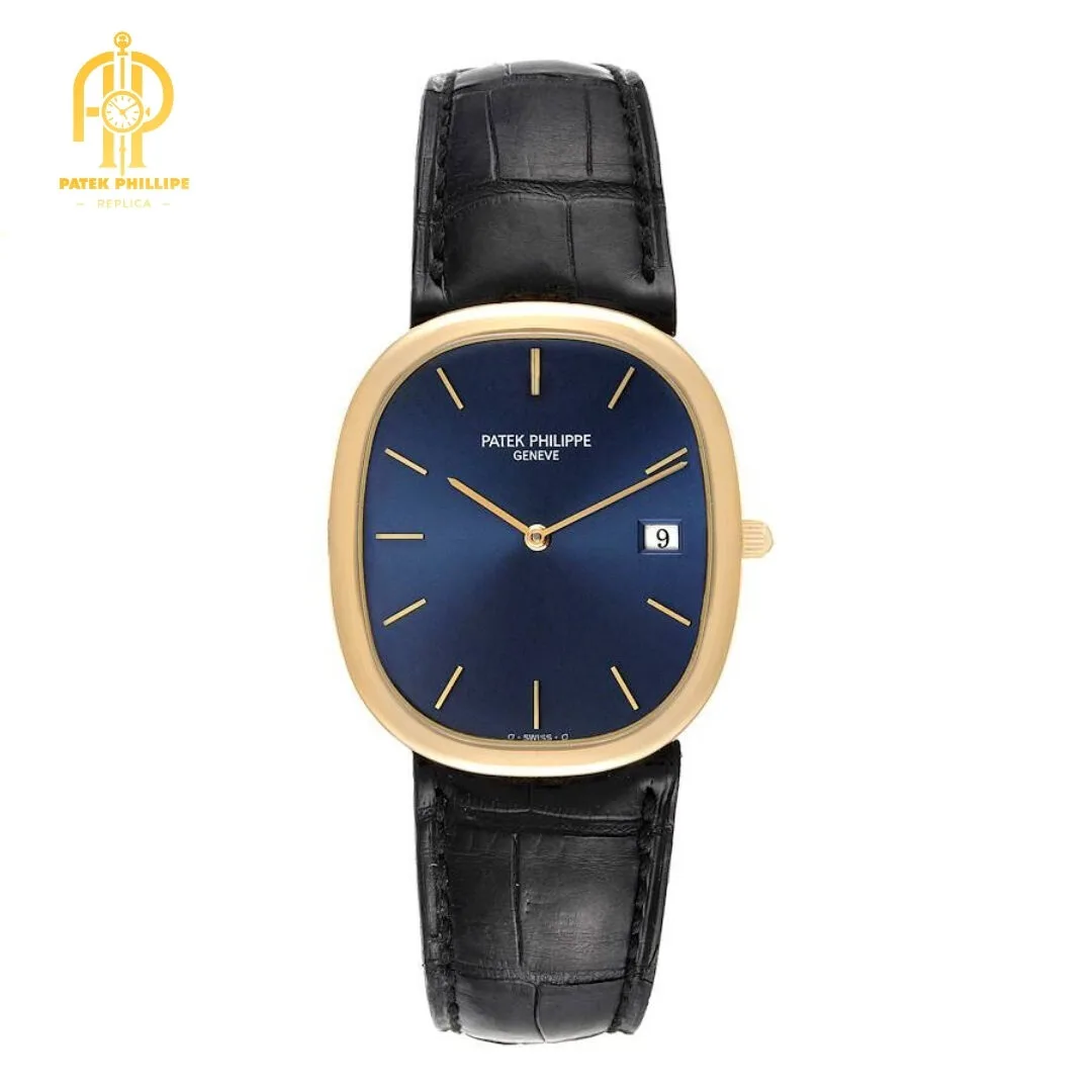 Patek Philippe Golden Ellipse Yellow Gold Blue Dial Mens Watch 3747