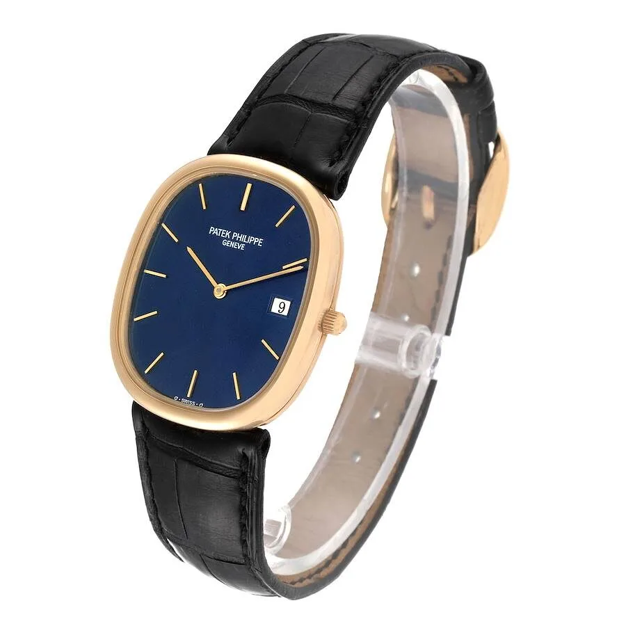 Patek Philippe Golden Ellipse Yellow Gold Blue Dial Mens Watch 3747 - Image 5