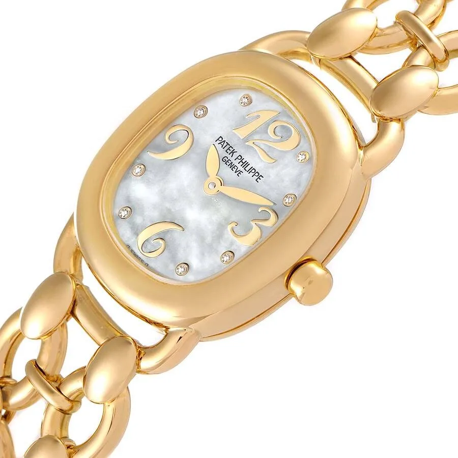Patek Philippe Golden Ellipse Yellow Gold MOP Diamond Dial Ladies Watch 4830 - Image 4